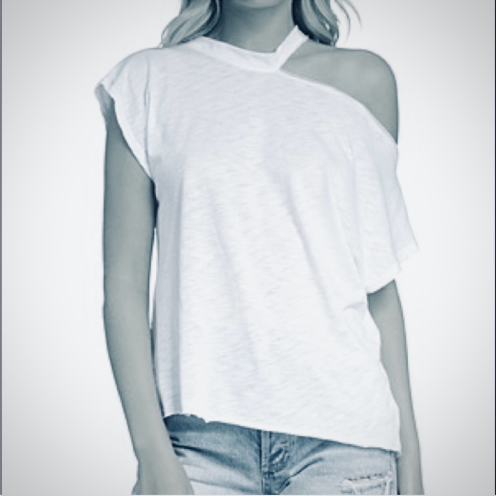 BLUE- elan cut out one shoulder T-shirt size Medium